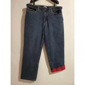 Lands End Square Rigger Traditional Fit Flannel Plaid Lined Jeans Mens Size 38